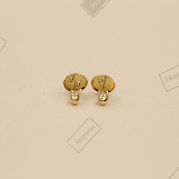 Yin Yang Stud Earrings, Solid 14K Yellow Gold — Aretes Yin Yang, Oro Amarillo. - Picture 5 of 8